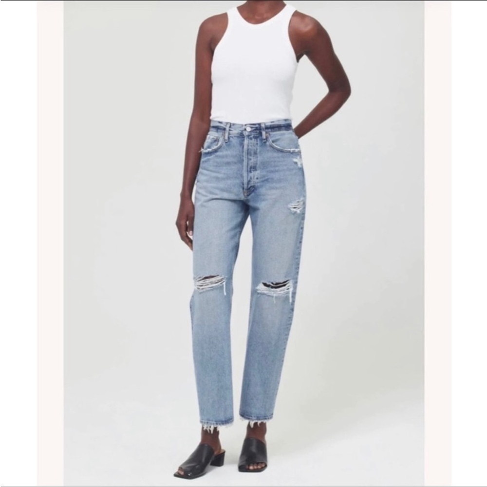 Agolde Feel Good jeans Organic Cotton Distressed High Rise Button Fly Size 24